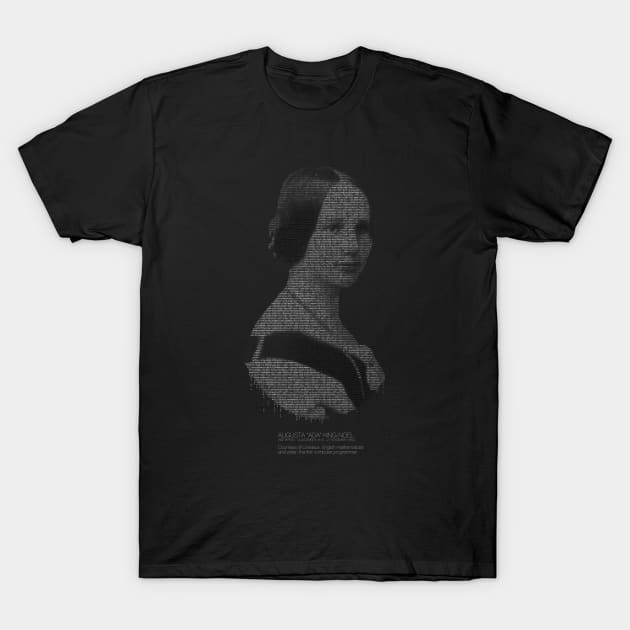 ADA LOVELACE binary on black T-Shirt by FbsArts